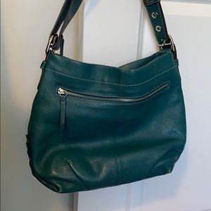 Teal Coach Genuine Leather Shoulder Bag